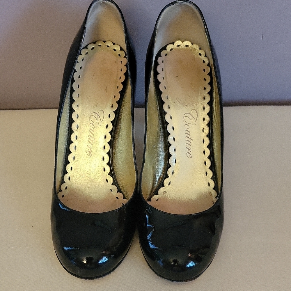 Juicy Couture Black Patent Leather Pumps 8.5 Made In Italy